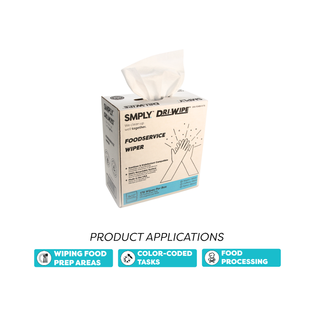 Dri-Wipe FS400 Foodservice Wipes – 176 Count (10 Box Case) Sanitizer-Compatible Disposable Wipes for Everyday Cleaning in Food Prep and Service Areas