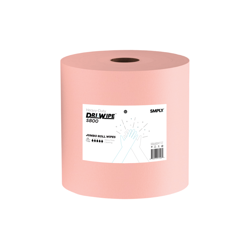 Dri-Wipe S800 Jumbo Roll by SMPLY Brands – 455 Count Heavy-Duty Wipes, 10" x 12" – Strong Alternative to Paper Towels, Shop Towels, Rags, Microfiber Cleaning Cloths, and Magic Cleaning Cloths