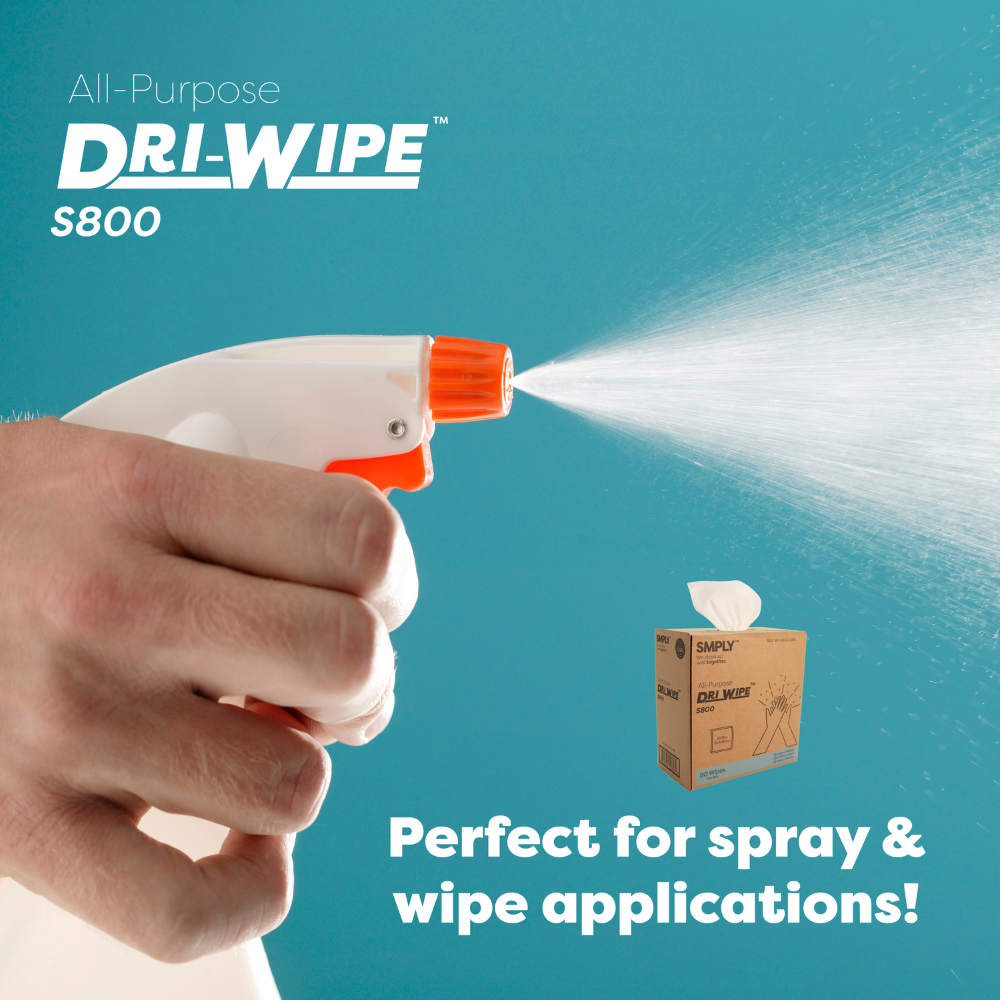 Dri-Wipe S800 by SMPLY Brands – 80 Count Heavy-Duty Wipes, 8" x 14" – Strong Alternative to Paper Towels, Shop Towels, Rags, Microfiber Cleaning Cloths, and Magic Cleaning Cloths