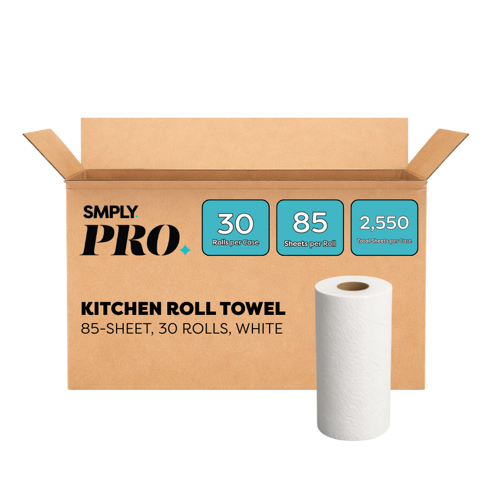 SMPLY PRO Kitchen Roll Towel, 85-Sheet, 30-Roll Count, Commercial Kitchen-Grade Paper Towel, 8" x 11"