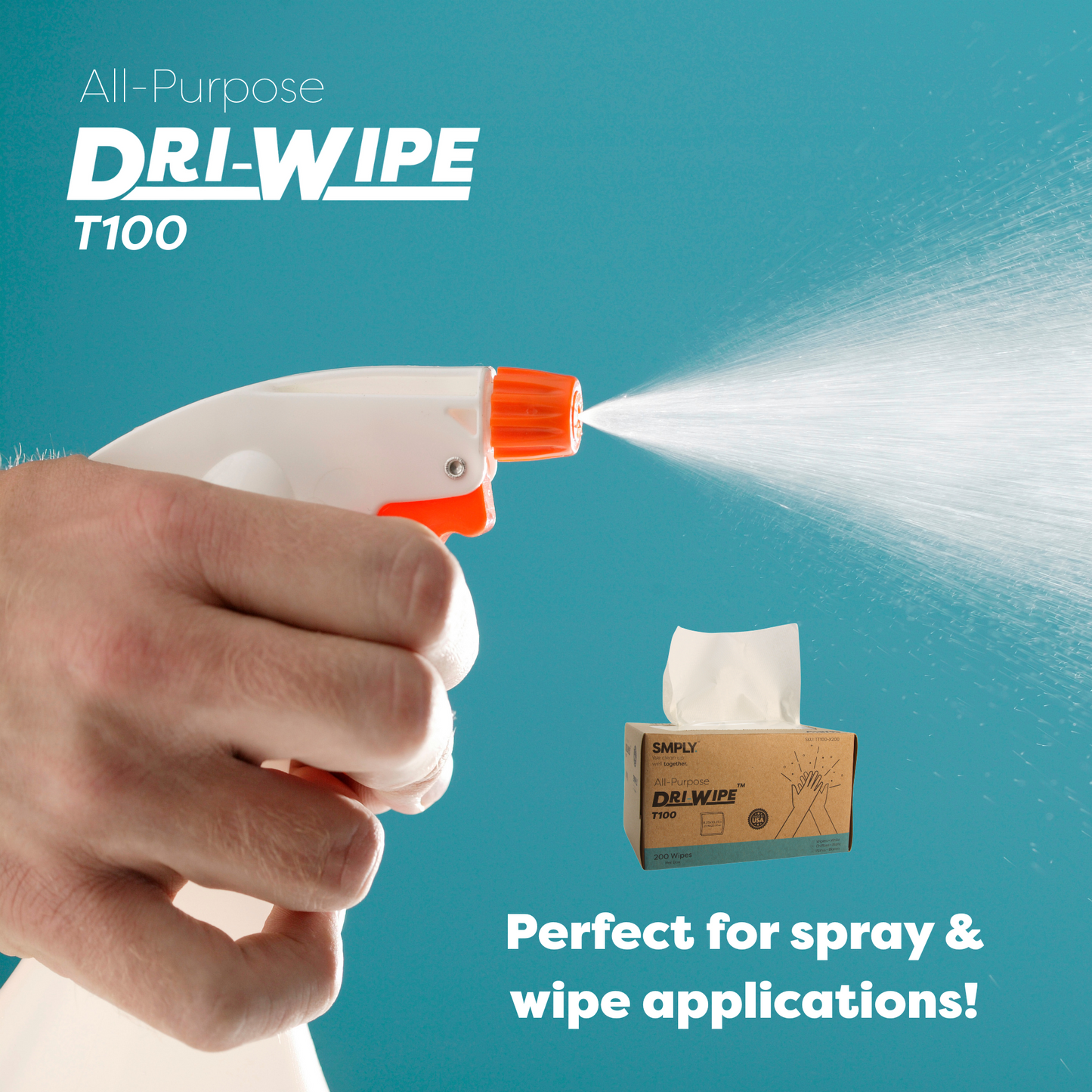 Dri-Wipe™ T100 All-Purpose Center-Pull Wipes – 24 Boxes of 200 (4,800 Total) – Disposable Cleaning Wipes, a Smarter Alternative to Paper Towels for Janitorial, Retail & Foodservice Use