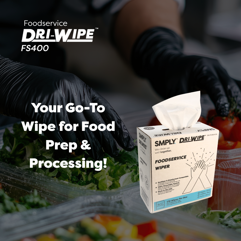 Dri-Wipe FS400 Foodservice Wipes – 176 Count (10 Box Case) Sanitizer-Compatible Disposable Wipes for Everyday Cleaning in Food Prep and Service Areas