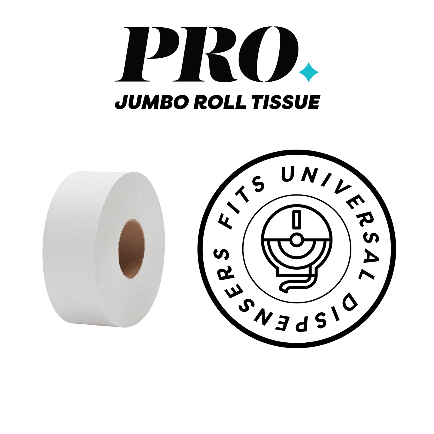 PRO Jumbo Roll Tissue – 1,000' Rolls, 12-Roll Case (12,000' Total) – 2-Ply Bulk Toilet Paper for Commercial Restrooms – Fits Universal Dispensers – High-Capacity & Cost-Effective