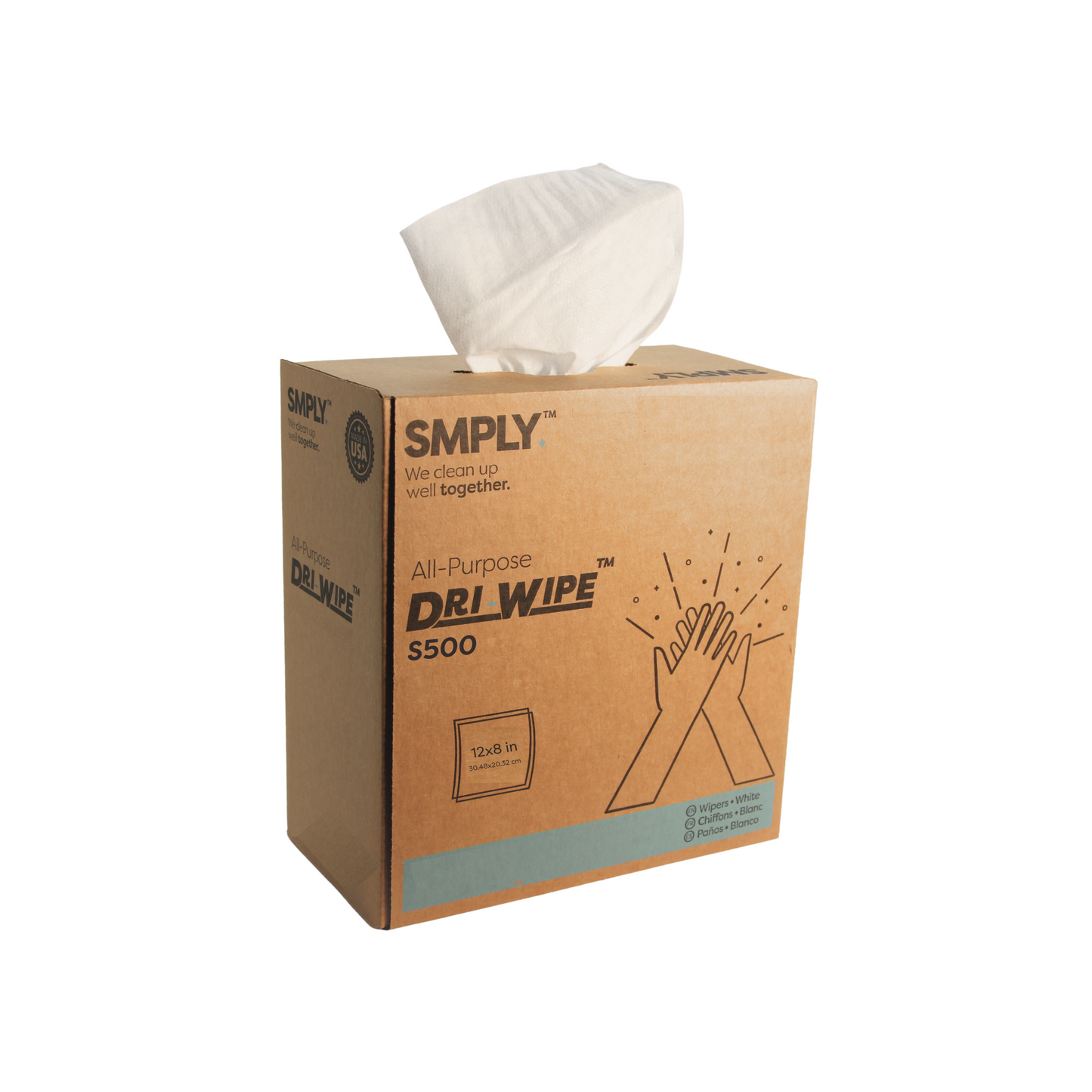 Dri-Wipe S500 Center-Pull Box by SMPLY Brands – Disposable Cleaning Wipes, Strong Alternative to Shop Towels & Paper Towels (176 Count, 10-Box Case)
