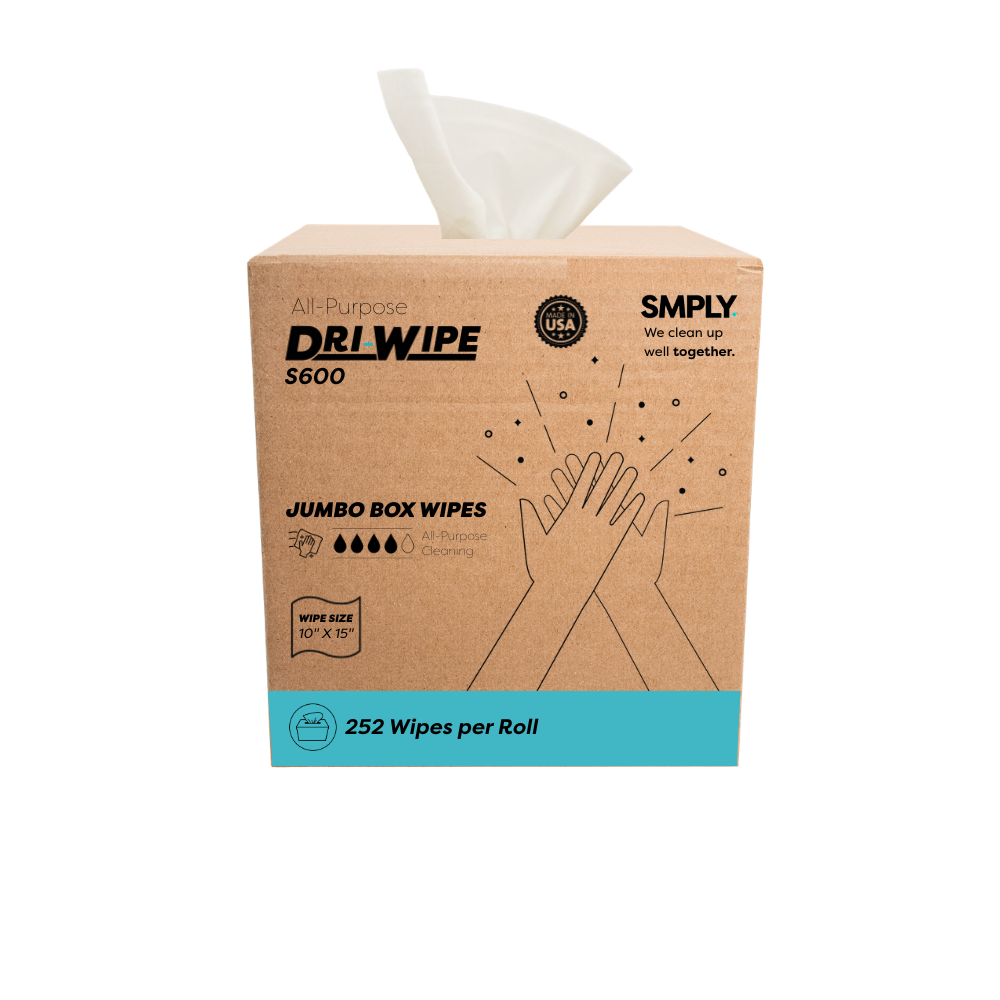 Dri-Wipe S601 by SMPLY Brands – All-Purpose Disposable Wipes, 252 Wipes, Strong Alternative to Shop Towels & Paper Towels, 10" x 15" Center-Pull Sheets