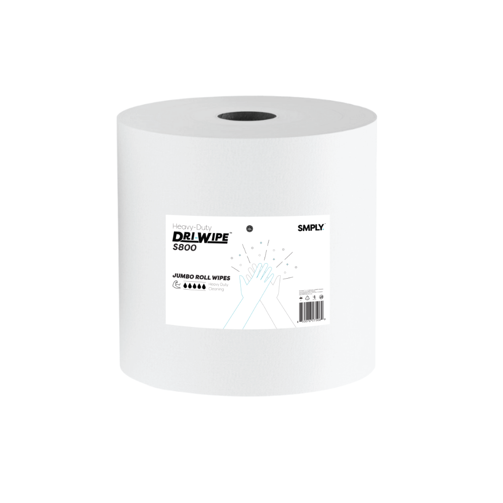 Dri-Wipe S800 Jumbo Roll by SMPLY Brands – 455 Count Heavy-Duty Wipes, 10" x 12" – Strong Alternative to Paper Towels, Shop Towels, Rags, Microfiber Cleaning Cloths, and Magic Cleaning Cloths