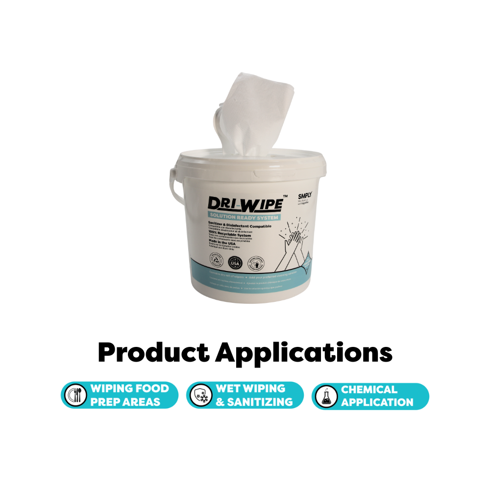 Dri-Wipe Solution Ready System – Dry Wipes with Refillable Bucket for Bleach, Sanitizers & Disinfectants – 6 Rolls (90/roll, 540 Total) – Disposable Wipes for Cleaning & Sanitizing
