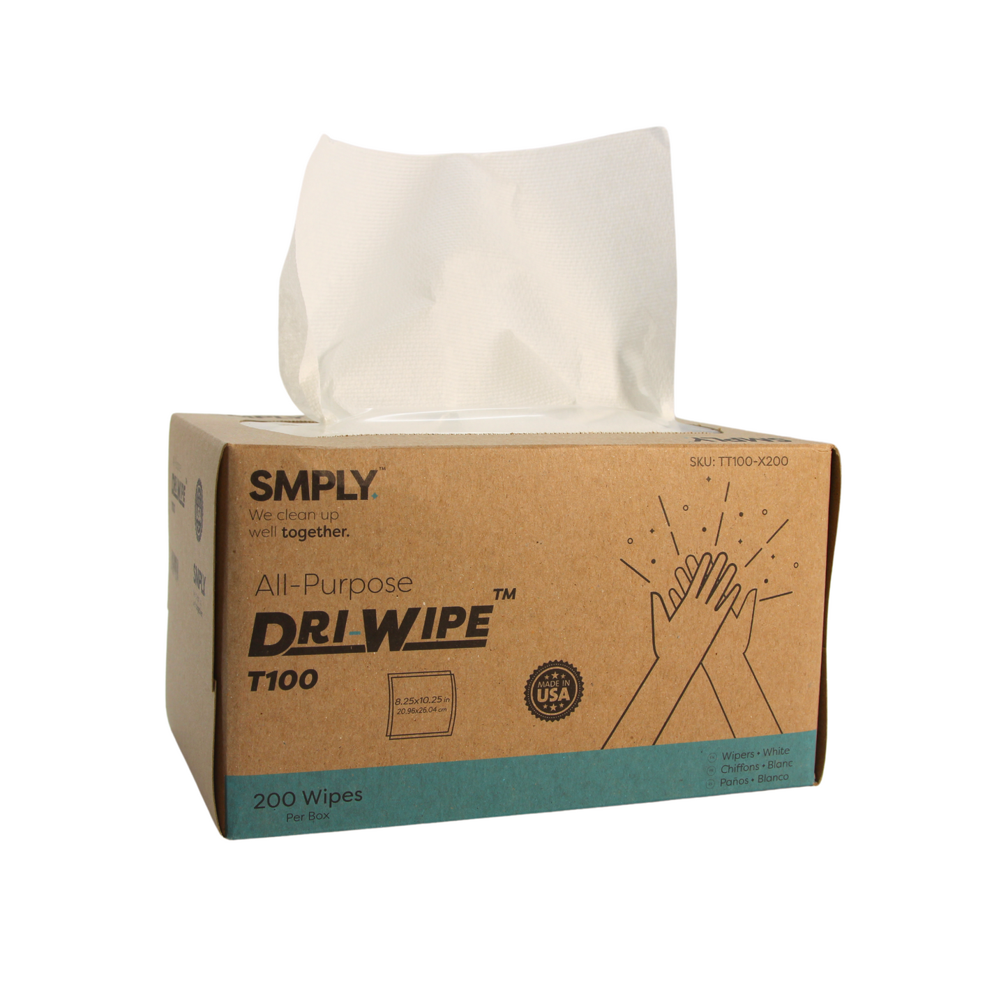 Dri-Wipe™ T100 All-Purpose Center-Pull Wipes – 24 Boxes of 200 (4,800 Total) – Disposable Cleaning Wipes, a Smarter Alternative to Paper Towels for Janitorial, Retail & Foodservice Use