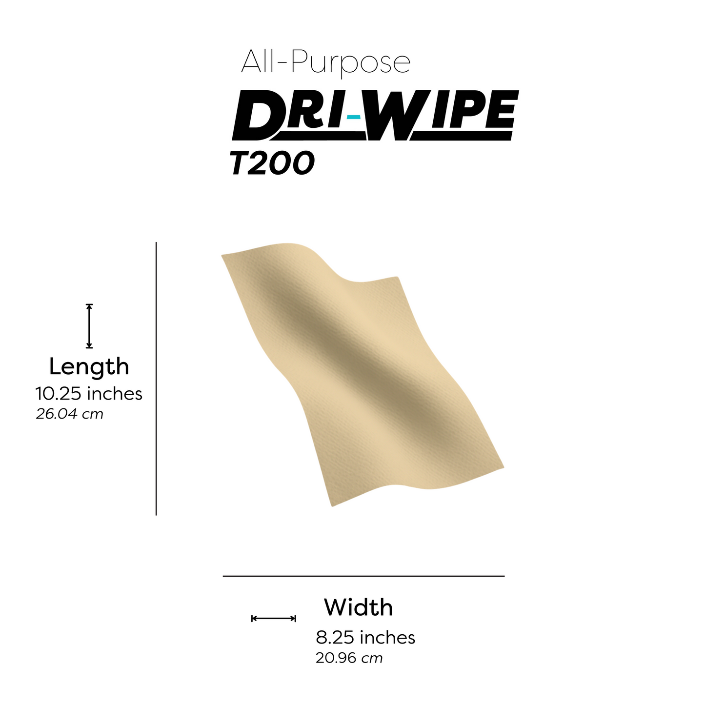 Dri-Wipe™ T200 by SMPLY Brands – Two-Ply Center-Pull Kraft Wipes, 125-Count – All-Purpose Disposable Wipes for Retail, Food Prep, Window Cleaning, and Light Spills